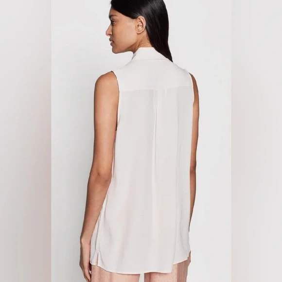 EQUIPMENT  MELISANDE PLEATED SLEEVELESS BUTTON-DOWN TOP BOUT DE LUNE - Picture 2 of 9